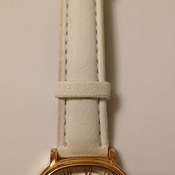 Gaiety Women's Rose Gold Tone Accent White Band Analog Display Fashion Watch - Picture 14 of 16